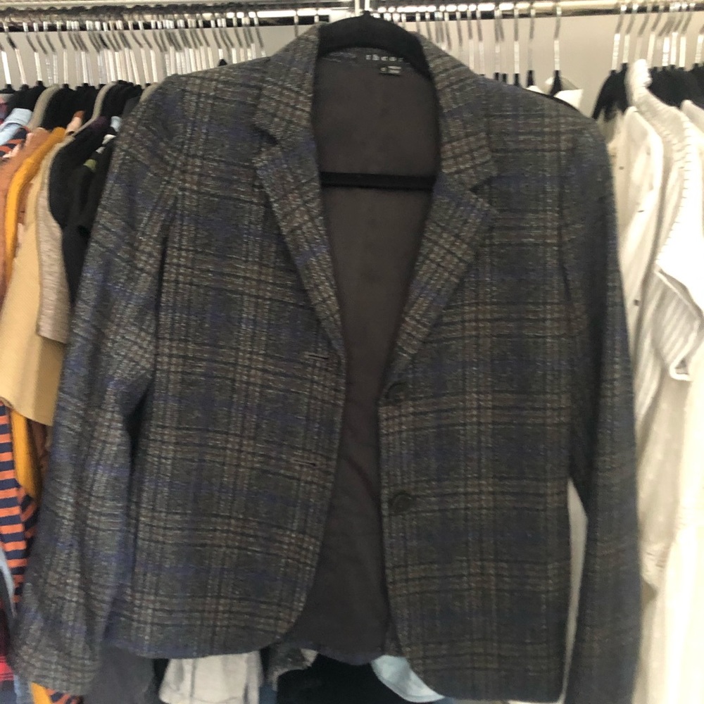 Plaid Wool Theory Blazer Size 0